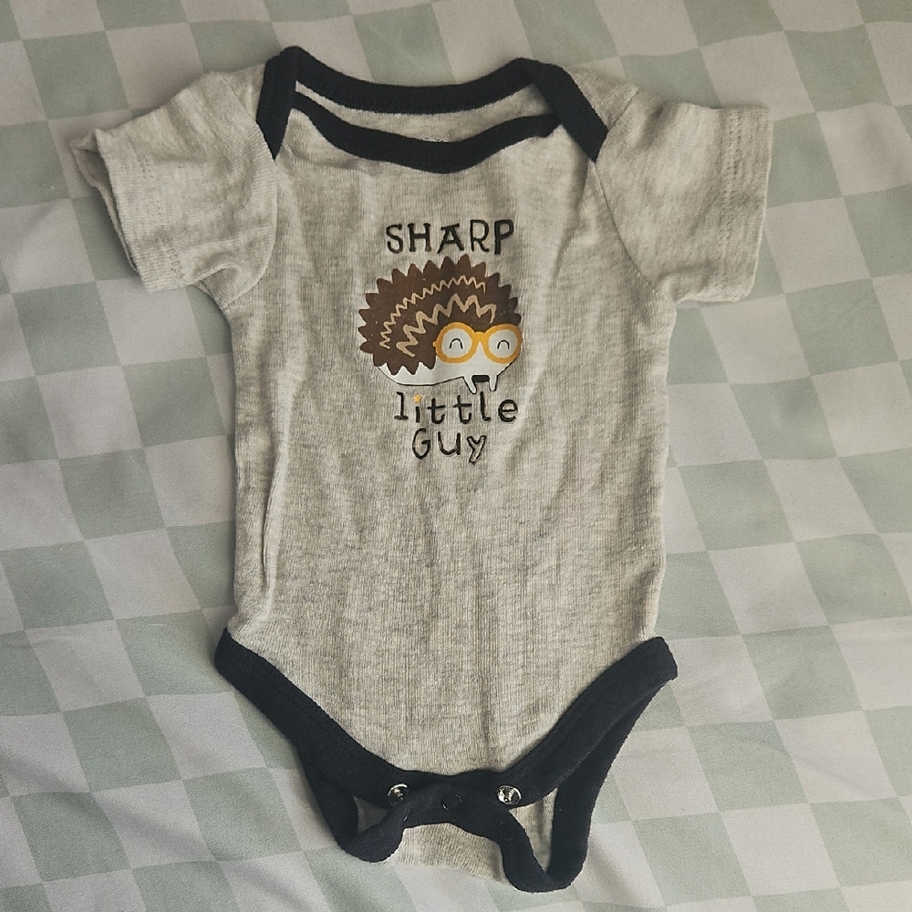 Grey and Navy 'Sharp Little Guy' Baby Bodysuit